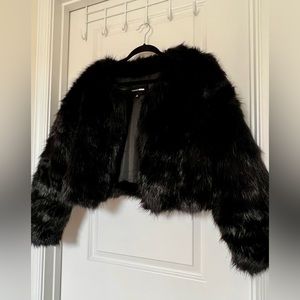 Faux fur black jacket with pockets